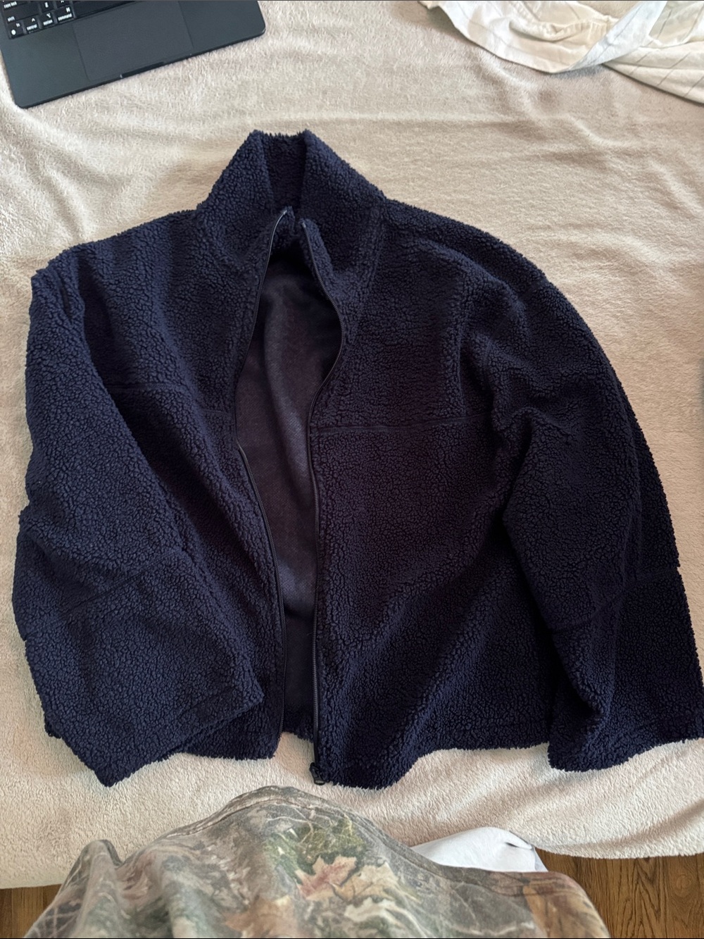 Cozy Navy Sherpa Zip Jacket
